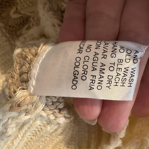 NWT Endless Blu Sweater Women Large Ivory Taupe Button Cardigan Chunky Knit - Picture 13 of 14